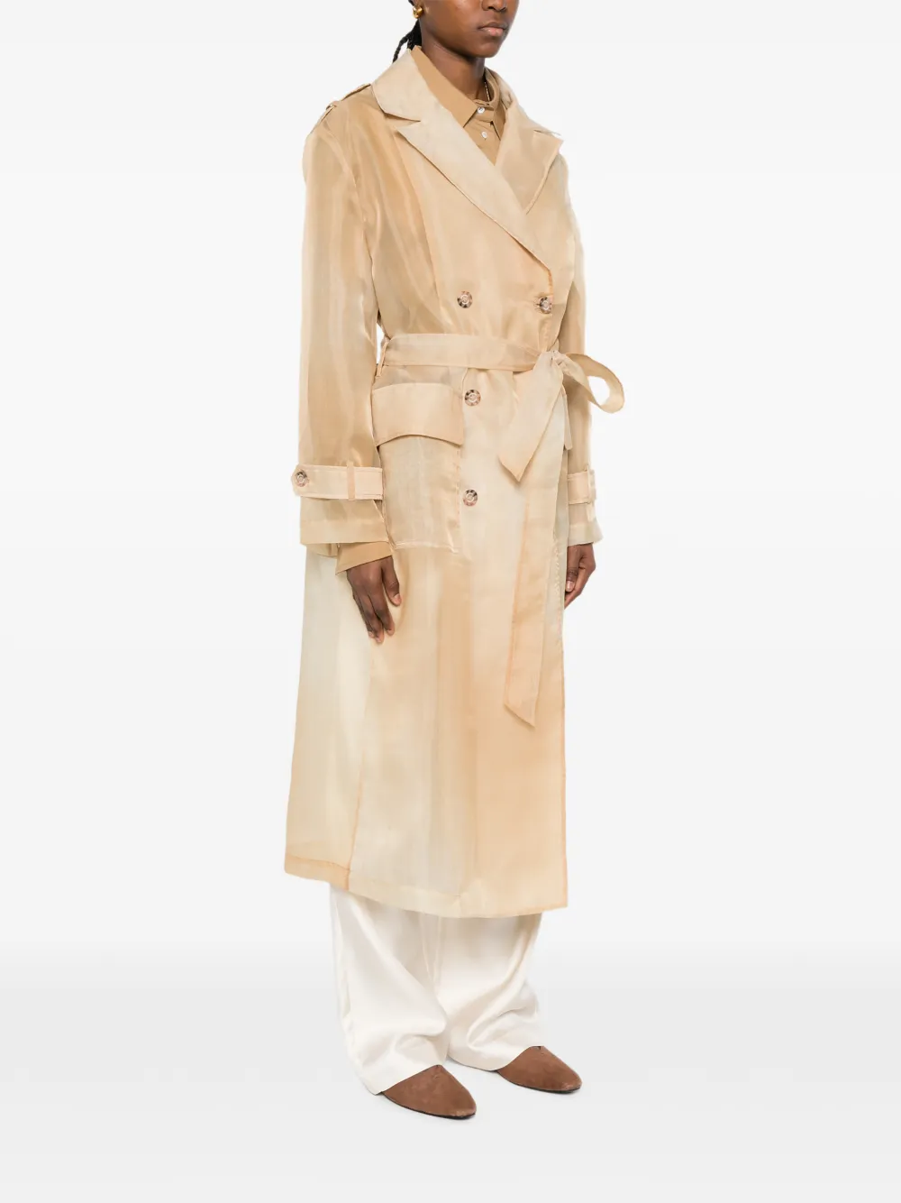  Ermanno Firenze Double-breasted Belted Jacket - Neutrals 