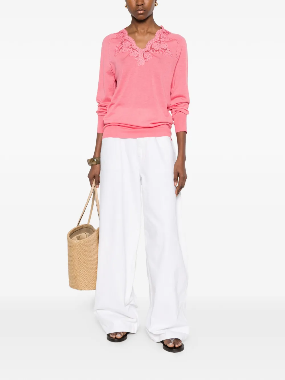 ERMANNO FIRENZE Top met V-hals Roze