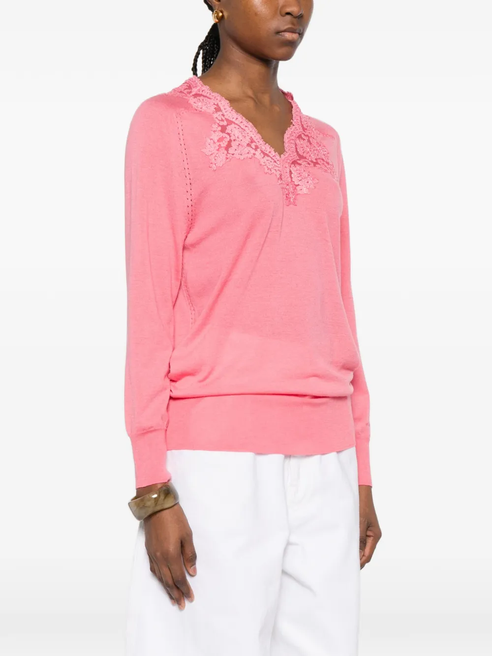 ERMANNO FIRENZE Top met V-hals Roze