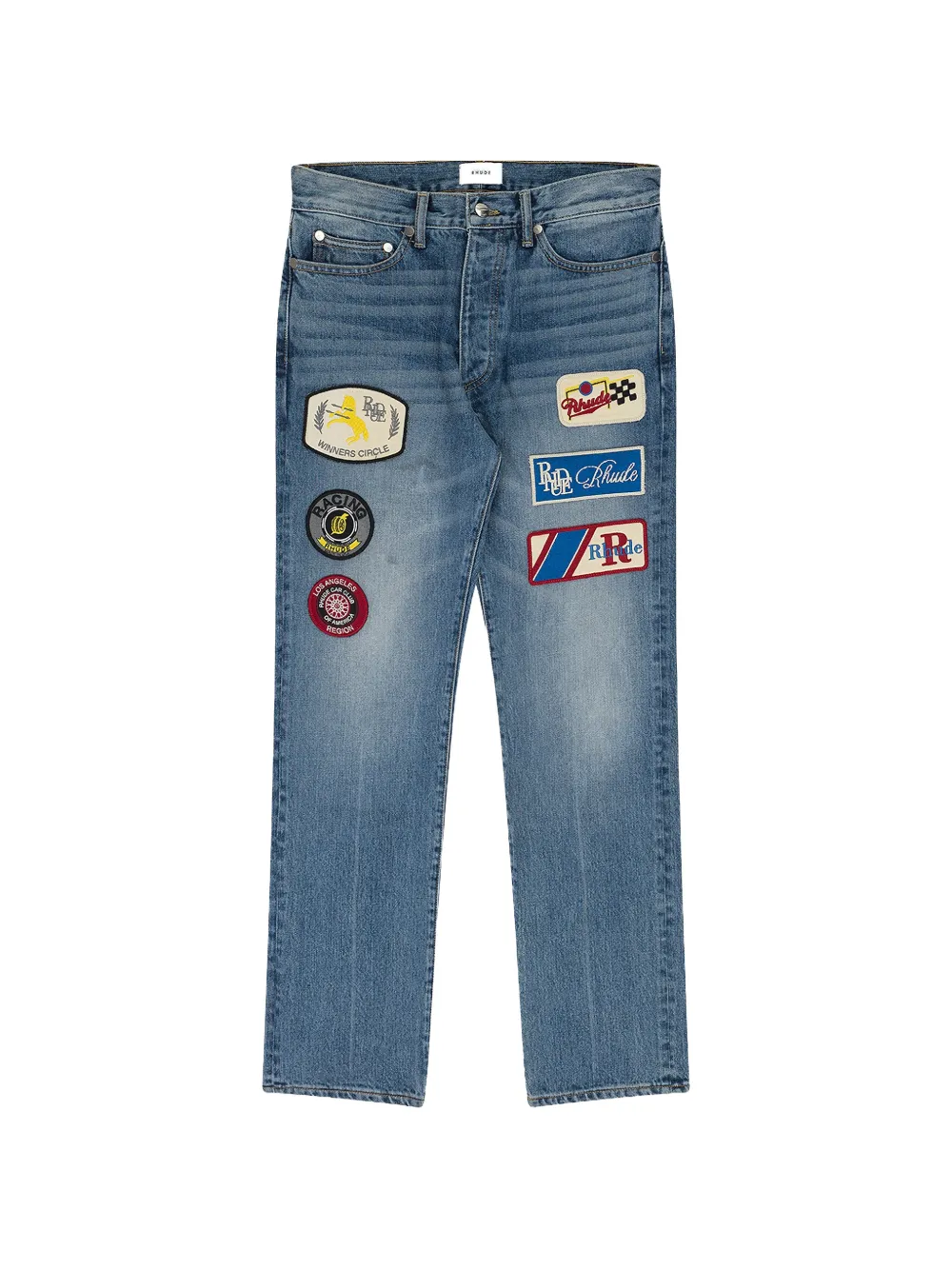 RHUDE logo-patch jeans - Blu