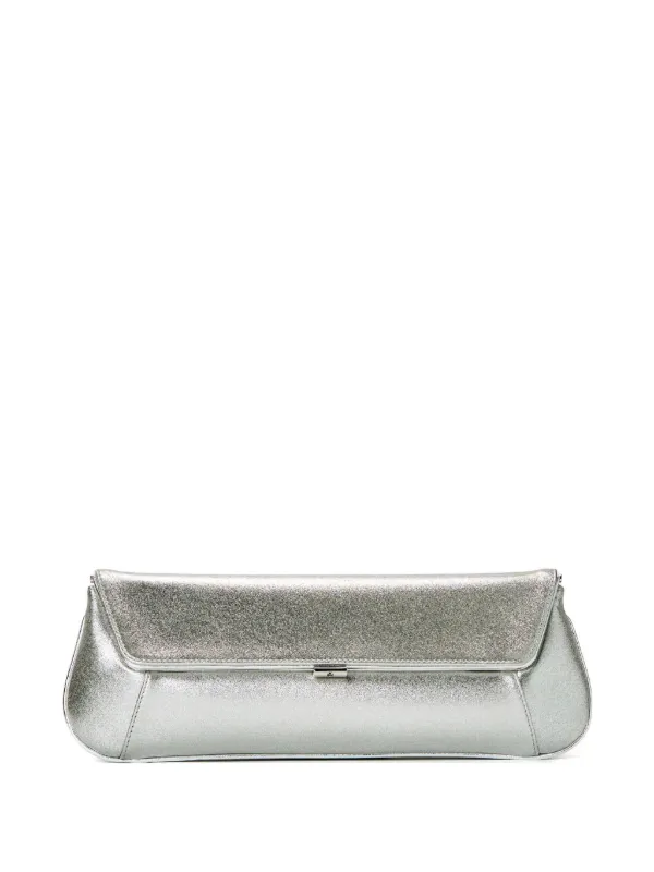 Amina Muaddi Ami Clutch Bag in Silver