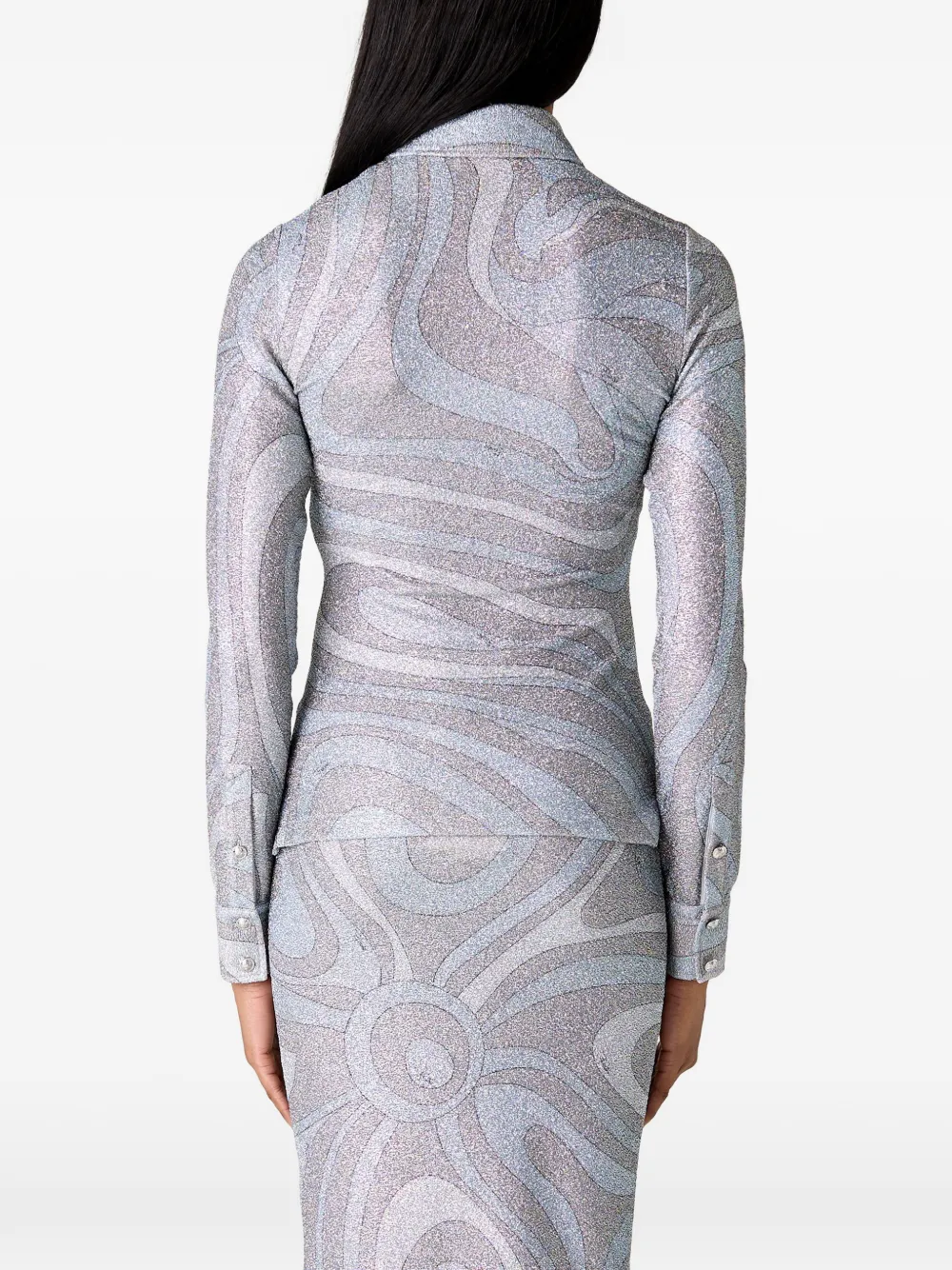  Pucci Long-sleeve Polo Top - Grey 
