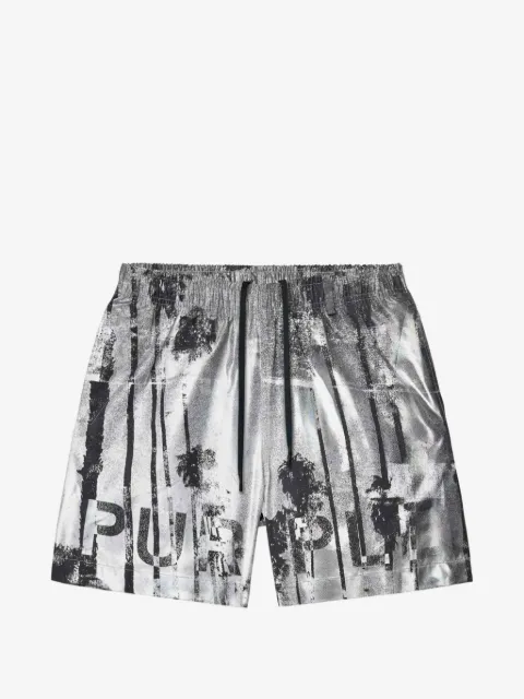 Purple Brand graphic-print swim shorts