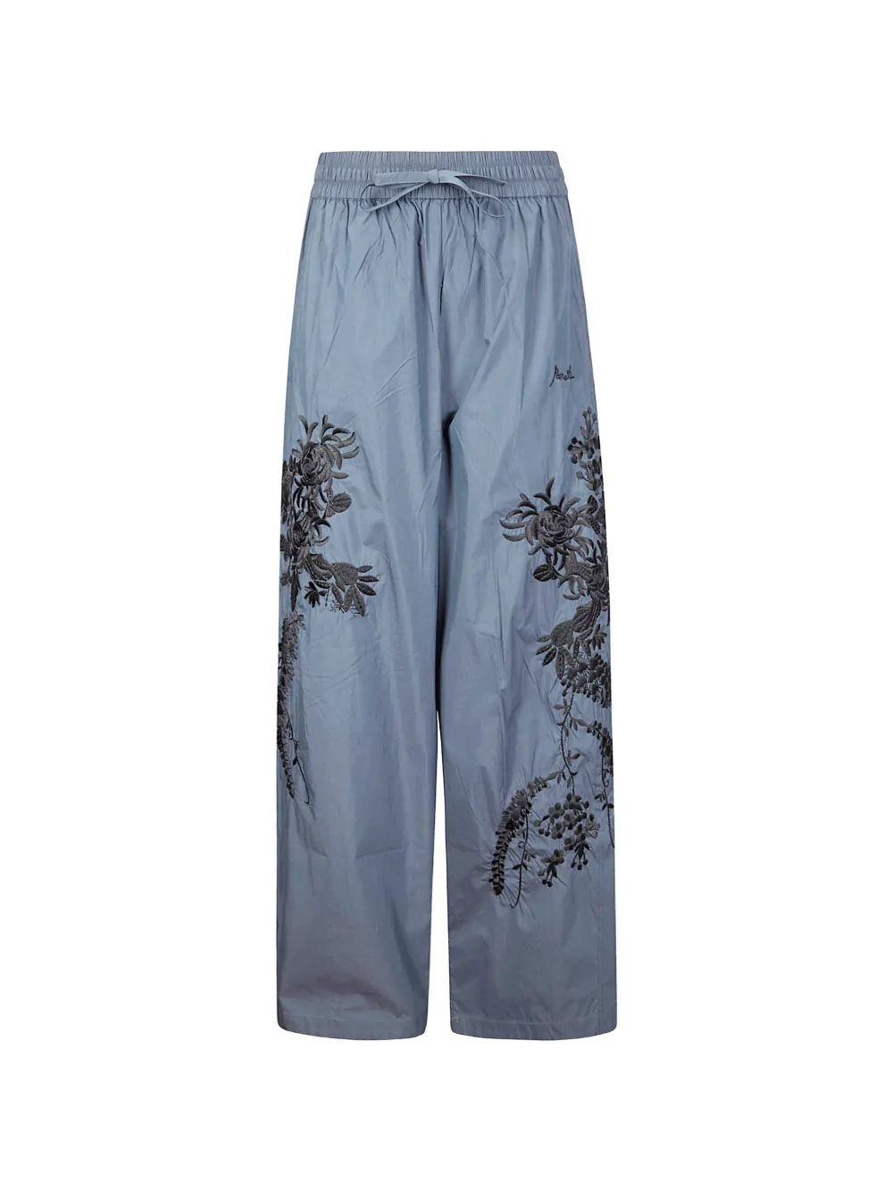 P.a.r.o.s.h Ninja Floral-embroidered Trousers In Blue