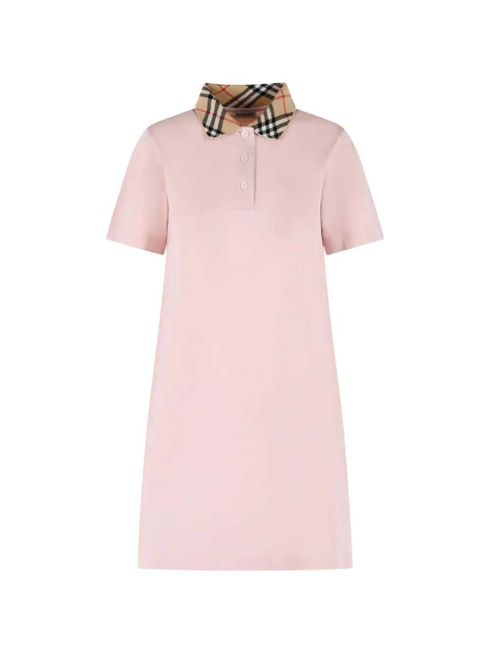 Burberry Besticktes Poloshirtkleid Mit Kariertem Kragen In Pink