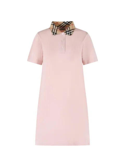 Burberry robe-polo brodée à col à carreaux