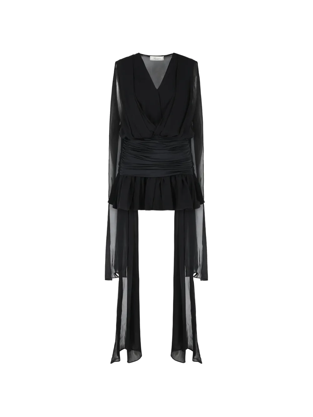 Blumarine draped V-neck mini dress - Nero