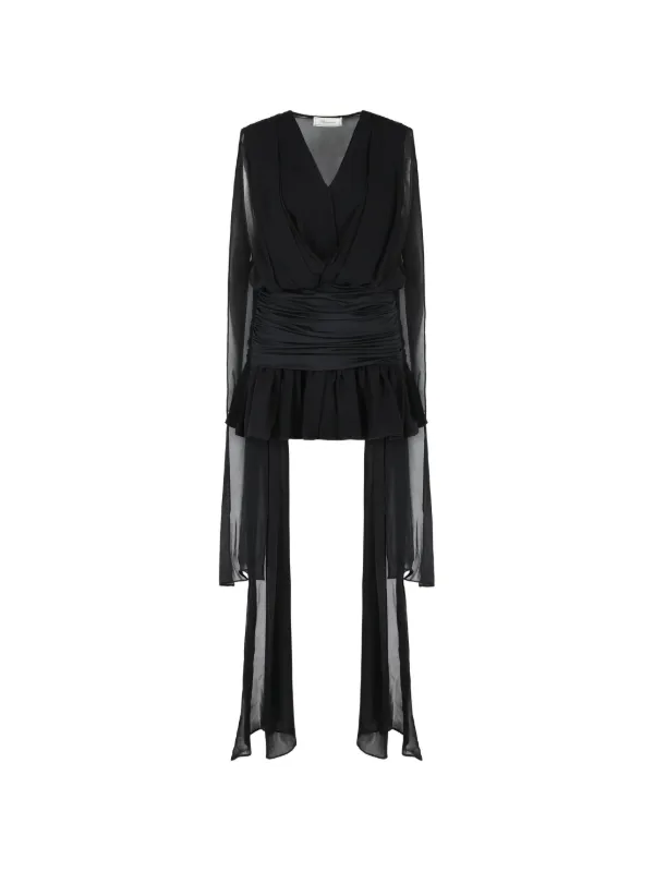Blumarine ドレープVネックミニドレス | ブラック | FARFETCH JP