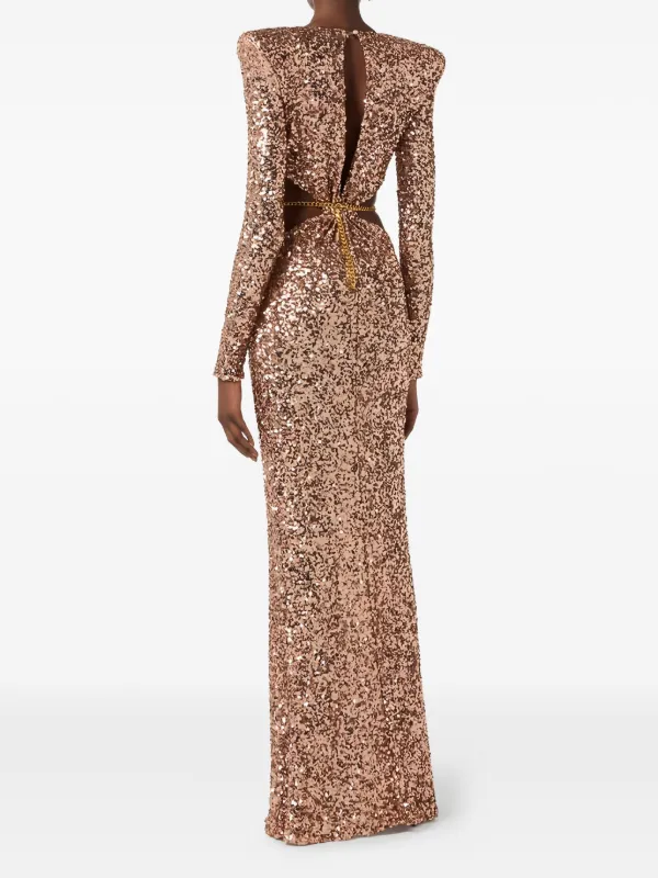 green emerald velvet dress Red Carpet Dress Full Sequins with Cut Out