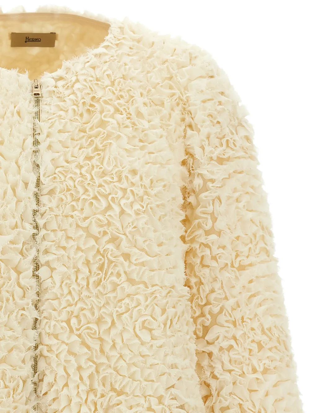  Herno Zip-fastening Ruffle Jacket - Neutrals 