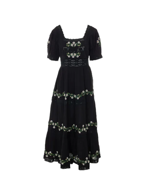 Rixo Embroidered Philippa Dress | Black | FARFETCH IE