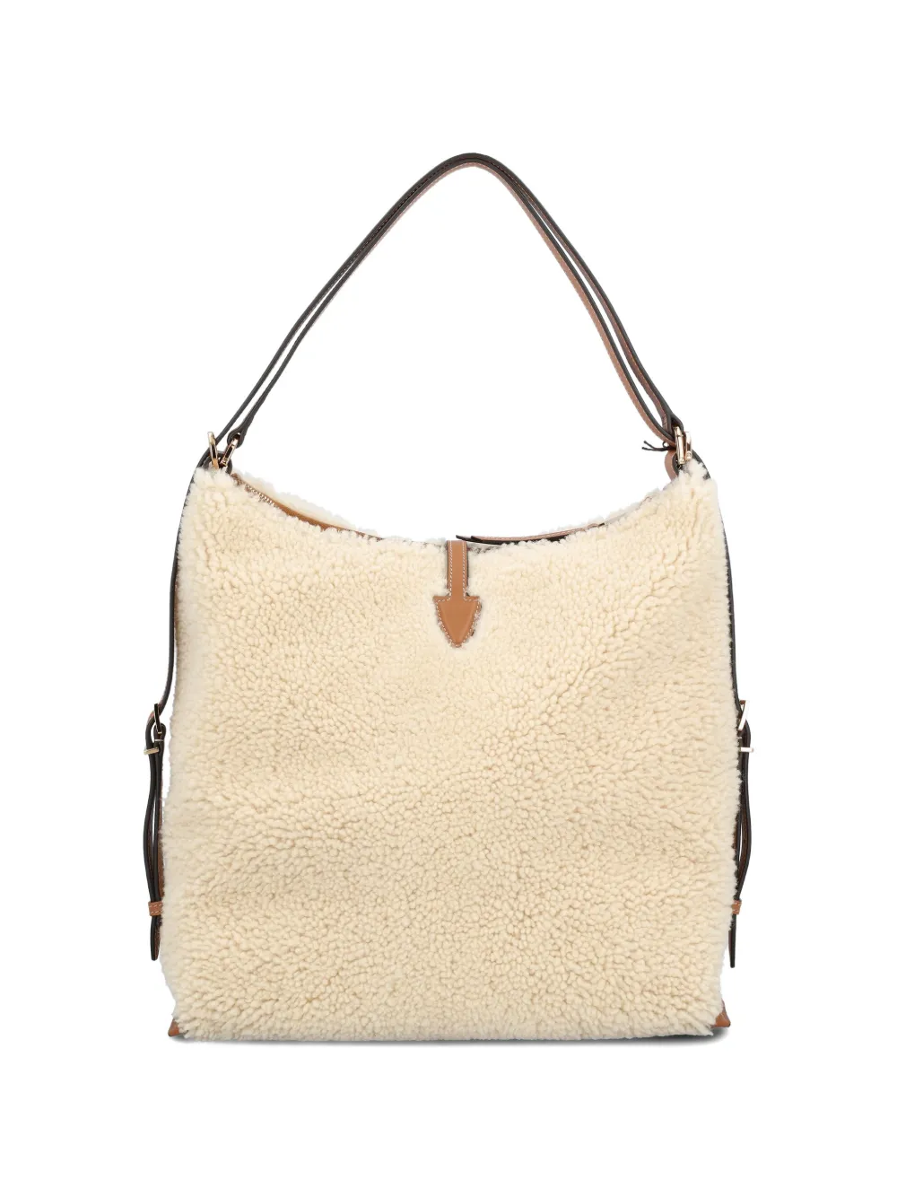 shearling T-buckle shoulder bag