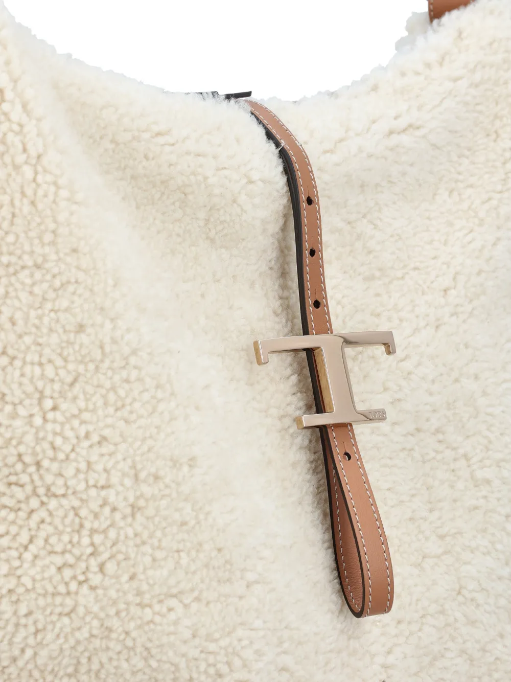 shearling T-buckle shoulder bag