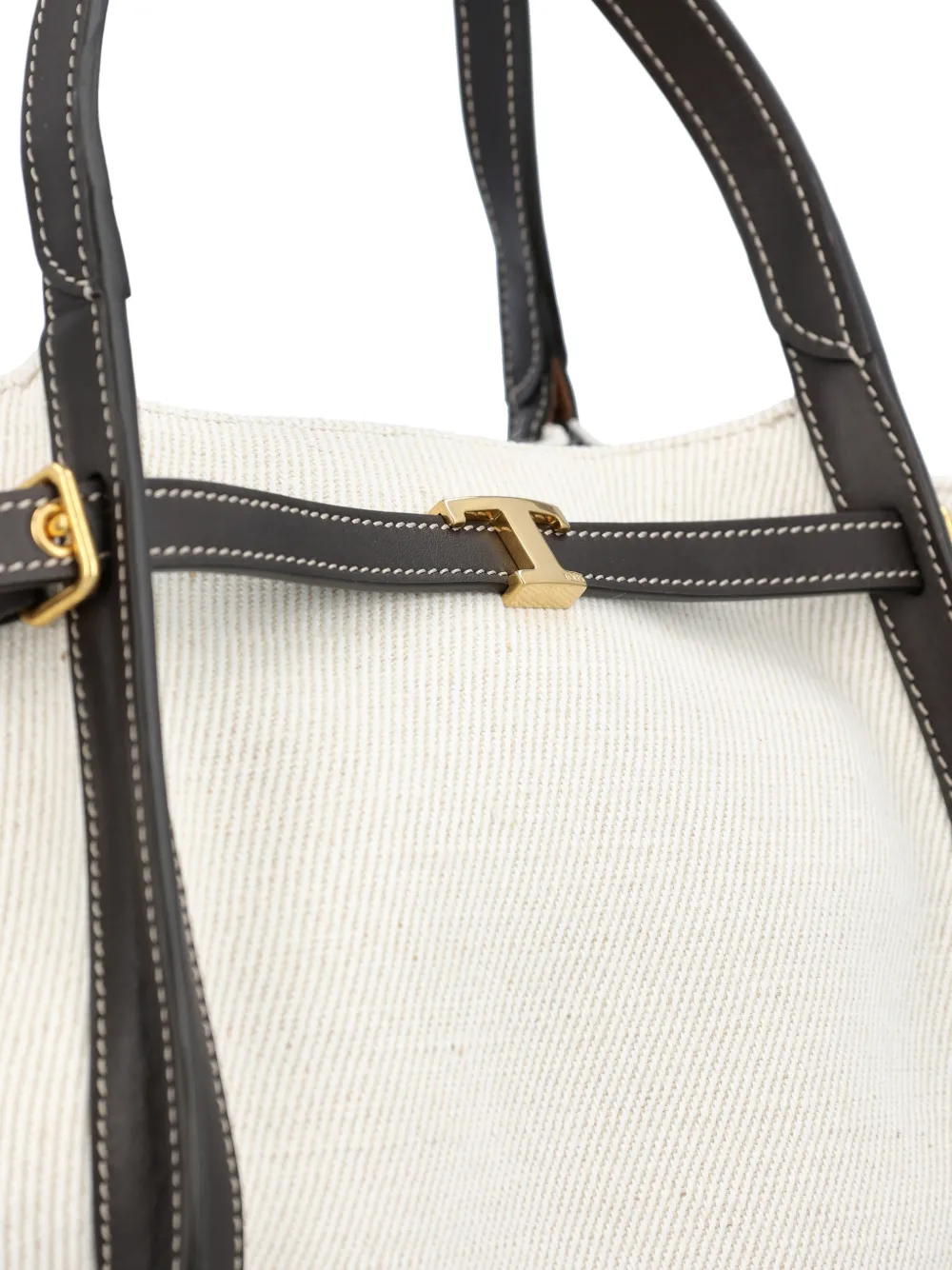 Tod's Canvas shopper met T gesp Beige