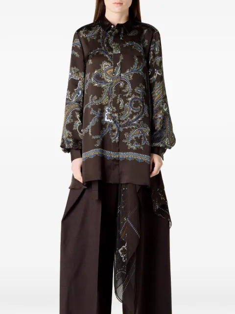 sacai vestido camisero asimétrico con estampado de cachemira