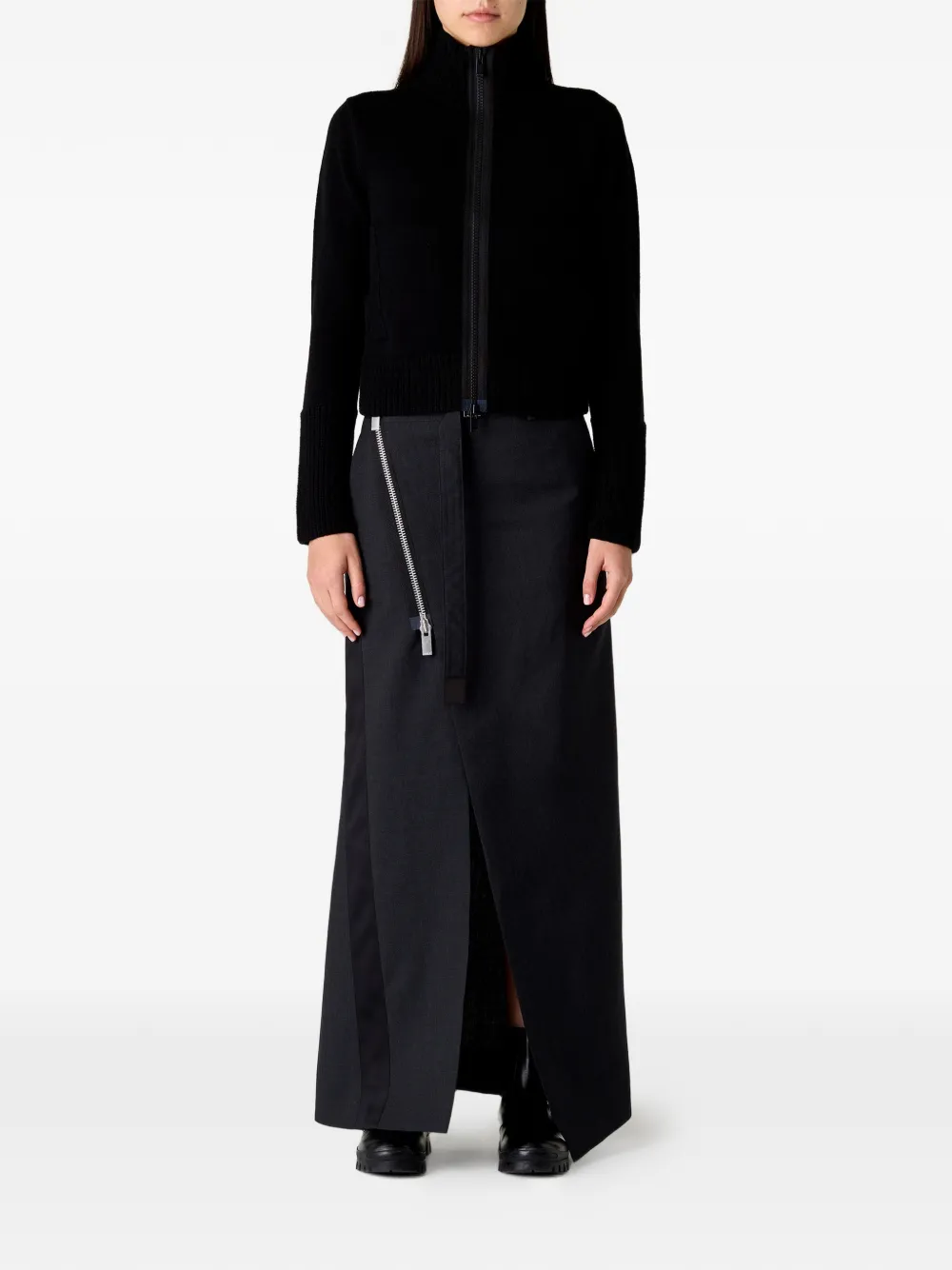  Sacai Zip-up Belted Maxi Skirt - Grey 