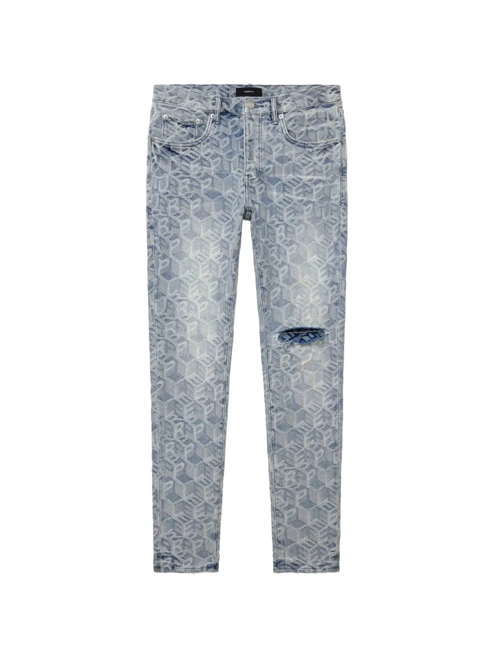 Purple Brand P001 jacquard-monogram skinny-fit jeans - Blu