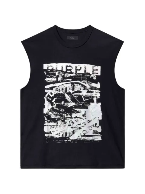 Purple Brand camiseta con motivo de hoja