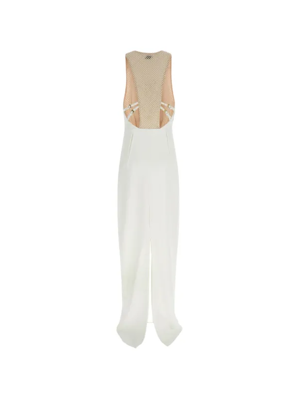 Elisabetta Franchi ノースリーブワンピース 38 Elisabetta Franchi Red Carpet ノースリーブ マキシドレス | ホワイト