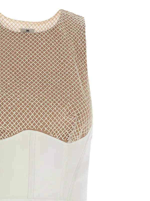 Elisabetta Franchi ノースリーブワンピース 38 Elisabetta Franchi Red Carpet ノースリーブ マキシドレス | ホワイト