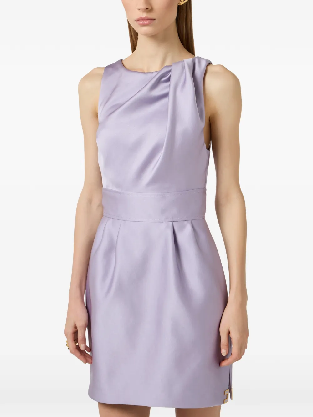 Elisabetta Franchi Duchesse gedrapeerde mini-jurk met logo Paars
