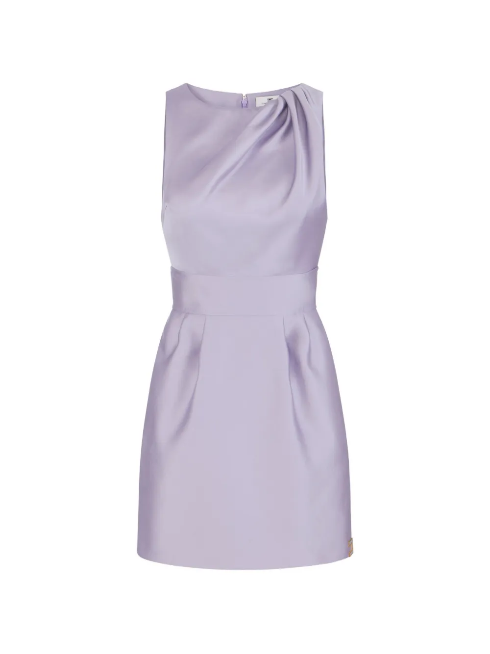 Elisabetta Franchi Duchesse gedrapeerde mini-jurk met logo Paars