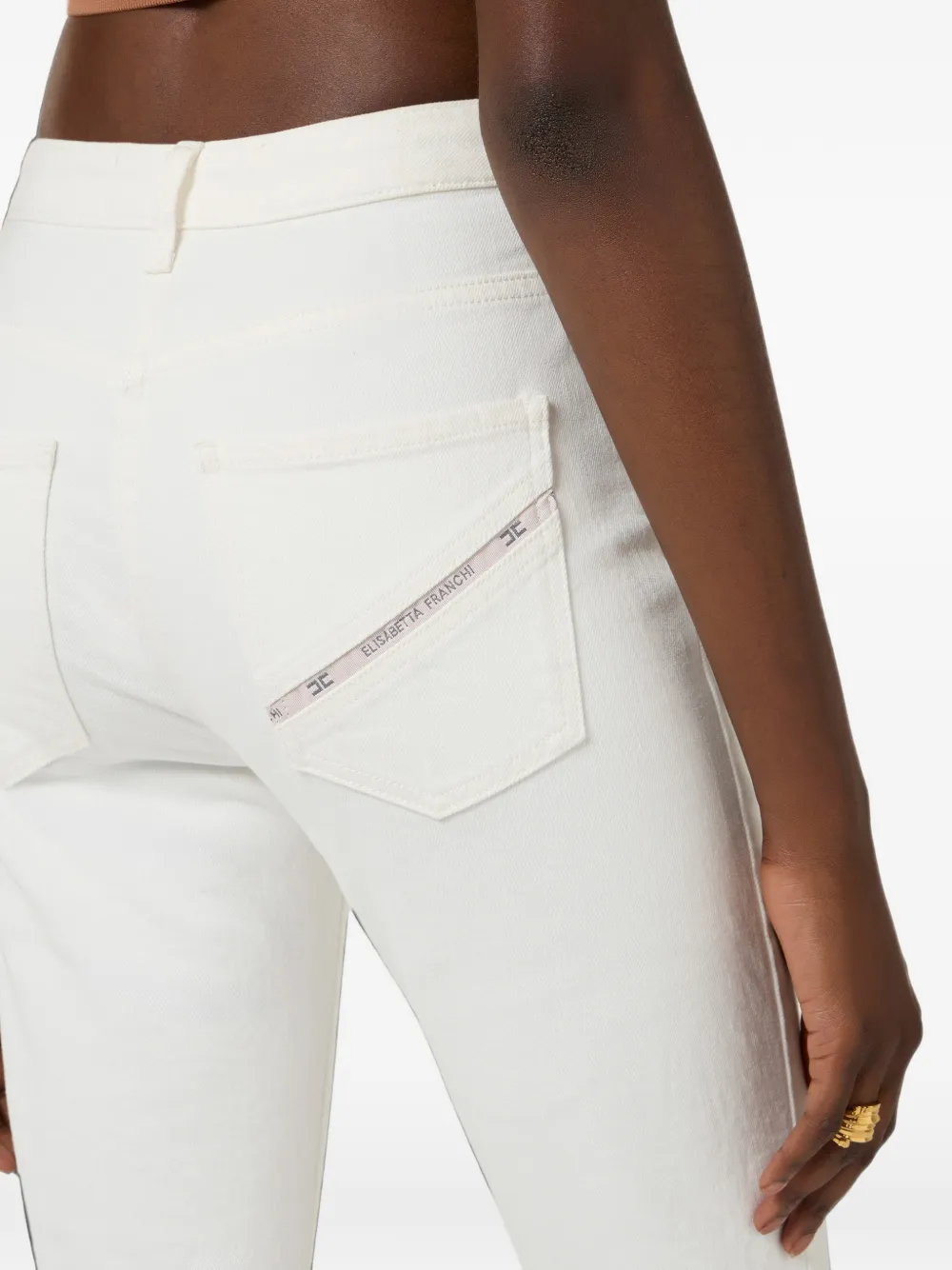 Elisabetta Franchi Broek met hangslot en riemlus Wit