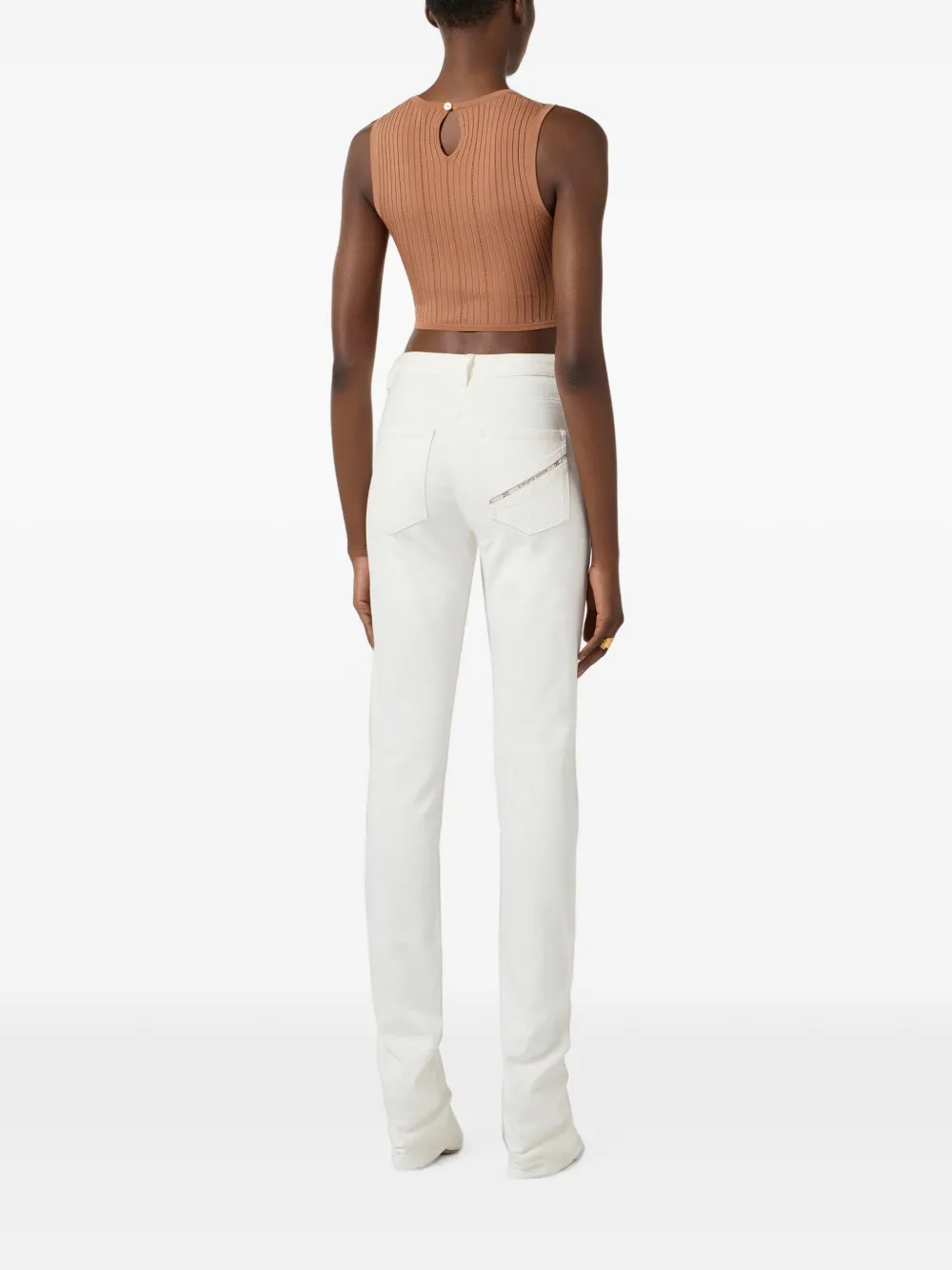 Elisabetta Franchi Broek met hangslot en riemlus Wit