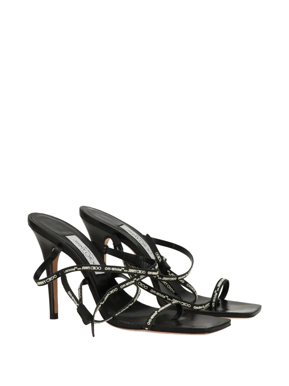 Off-White x Jimmy Choo square-toe heeled sandals Zwart