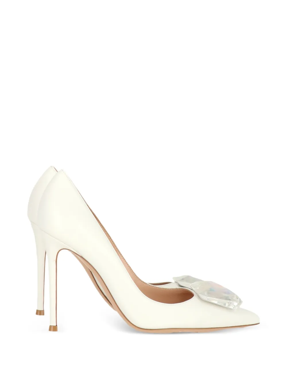 Gianvito Rossi Jaipur gemstone-embellishment pointed-toe pumps Wit