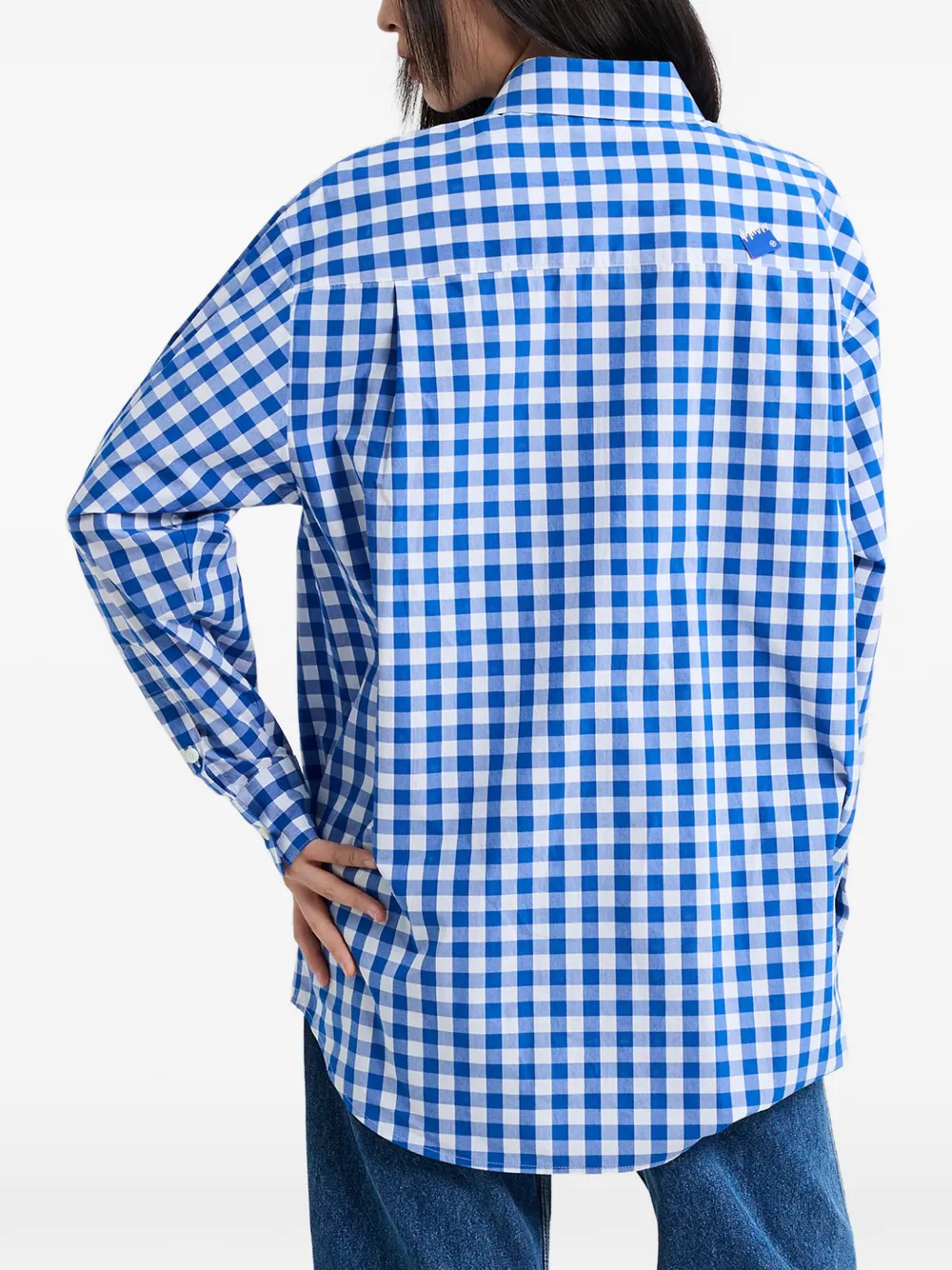 Ader Error Gingham-pattern Buttoned Shirt In Blue