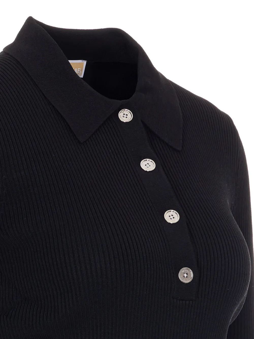 Michael Kors Poloshirt met knoop en lange mouwen Zwart
