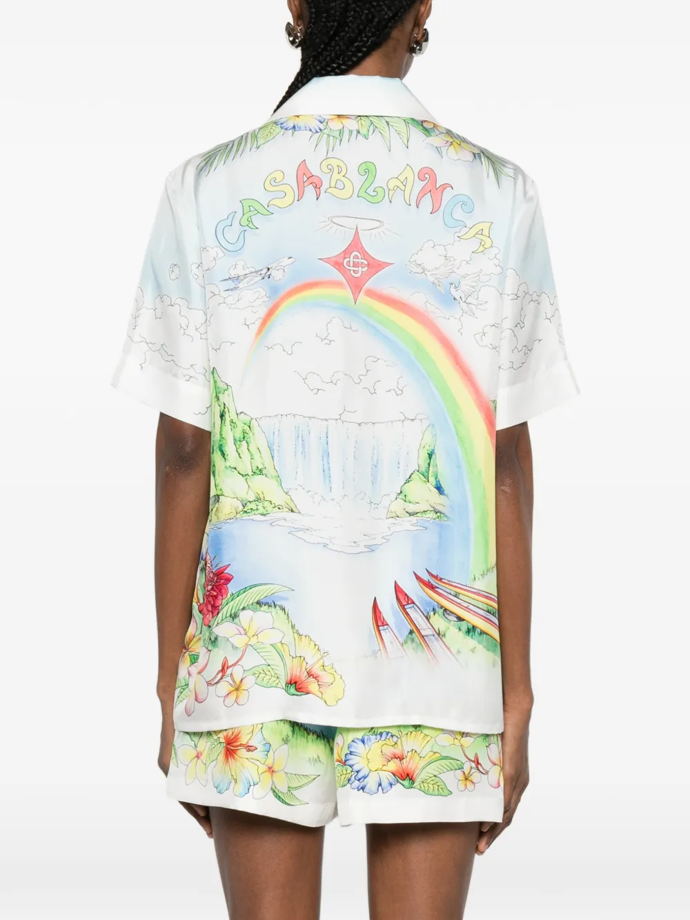Casablanca Aloha blouse met grafische print Blauw