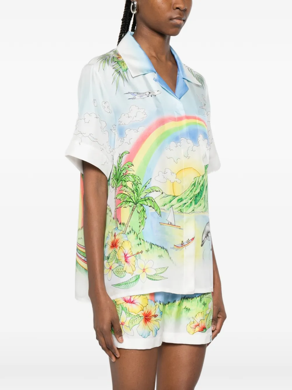 Casablanca Aloha blouse met grafische print Blauw