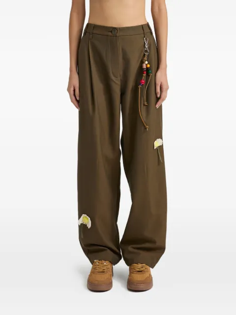 Song For The Mute flower-appliqué pleated trousers