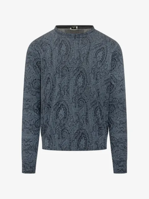 ETRO suéter con cuello redondo y motivo de cachemira