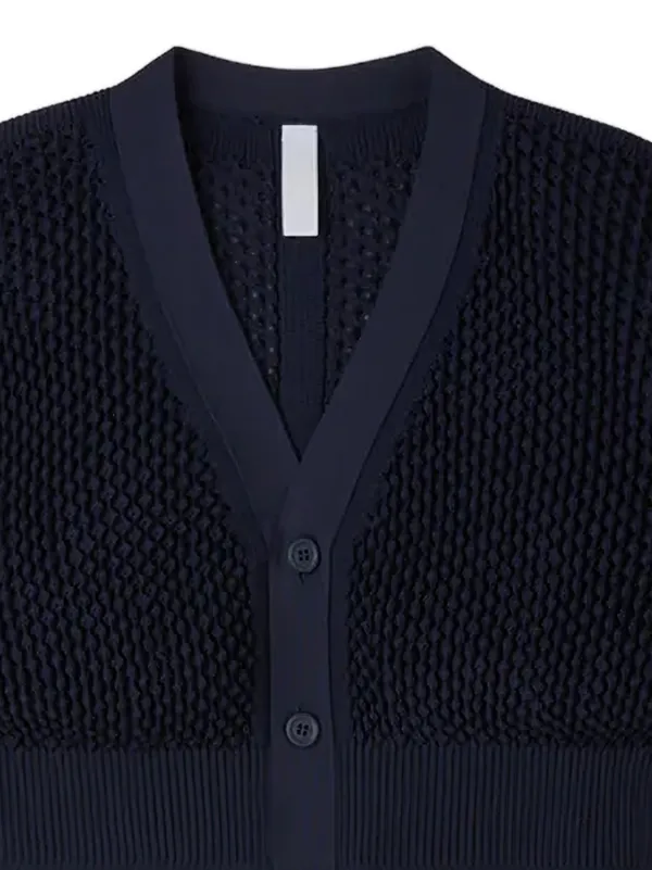CFCL Lattice Button Textured Cardigan | Blue | FARFETCH CA