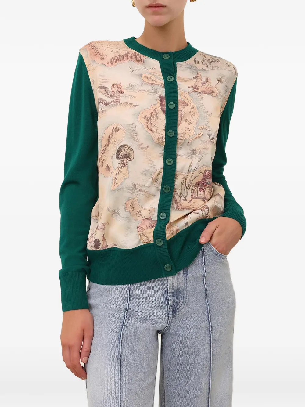  Zimmermann Rebellion Silk-front Cardigan - Green 