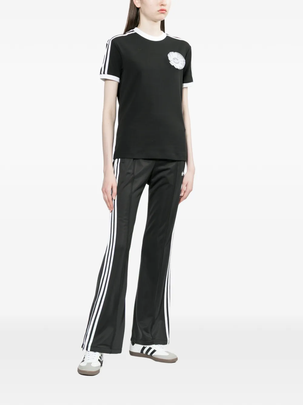 adidas Gestreepte flared broek Zwart