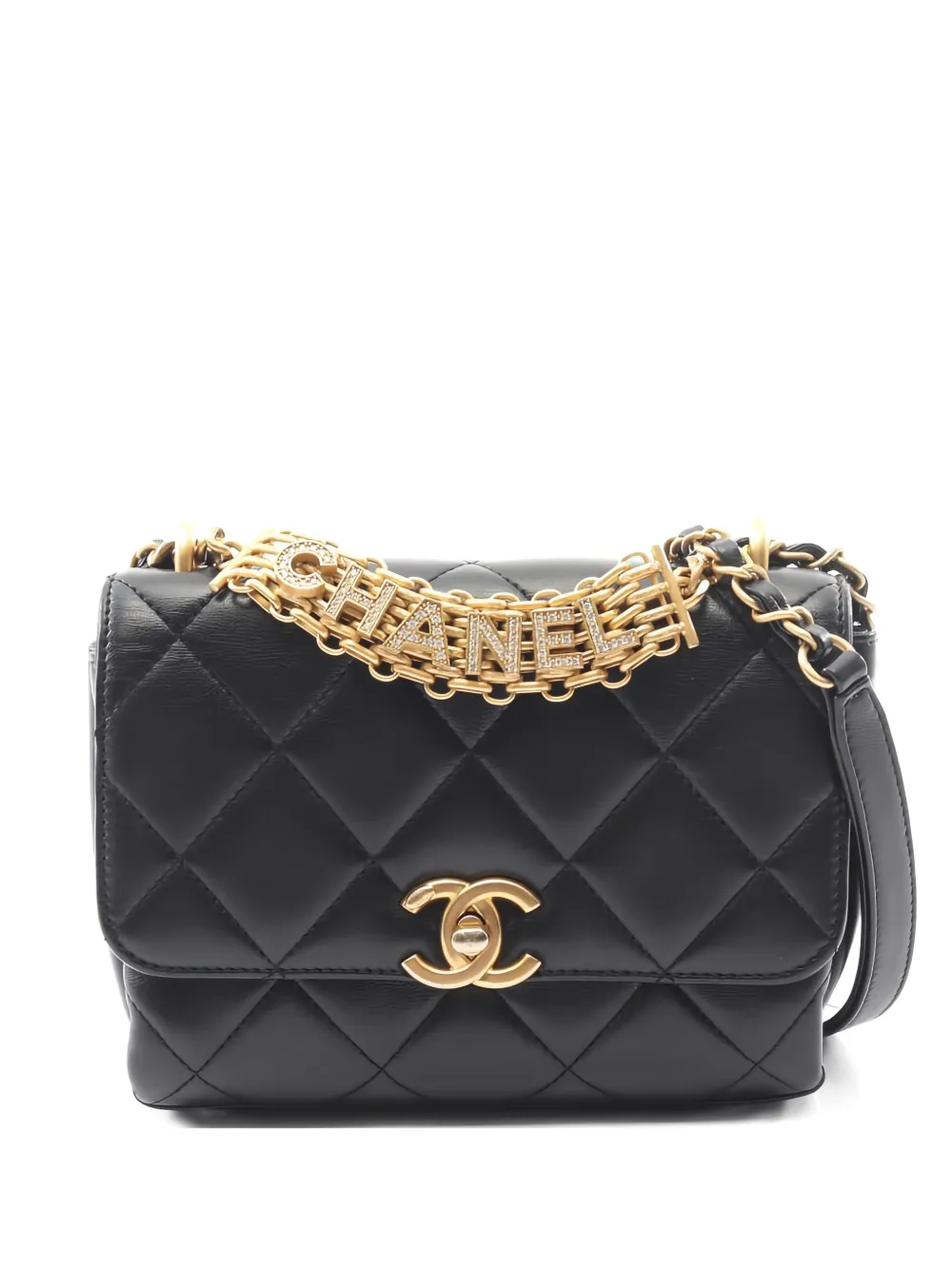 CHANEL Pre-Owned 2021 matelasse logo-chain shoulder bag - Nero