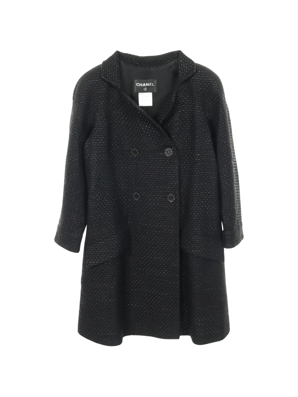 CHANEL Pre-Owned 1986-1988 button tweed coat - Nero