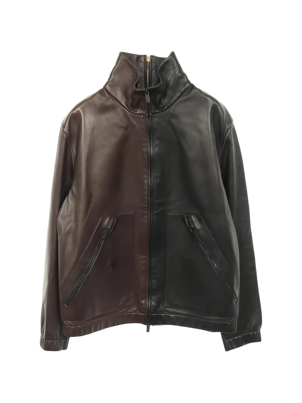 Pre-owned Fendi 2010s Leather Bicolor Jacket In Black