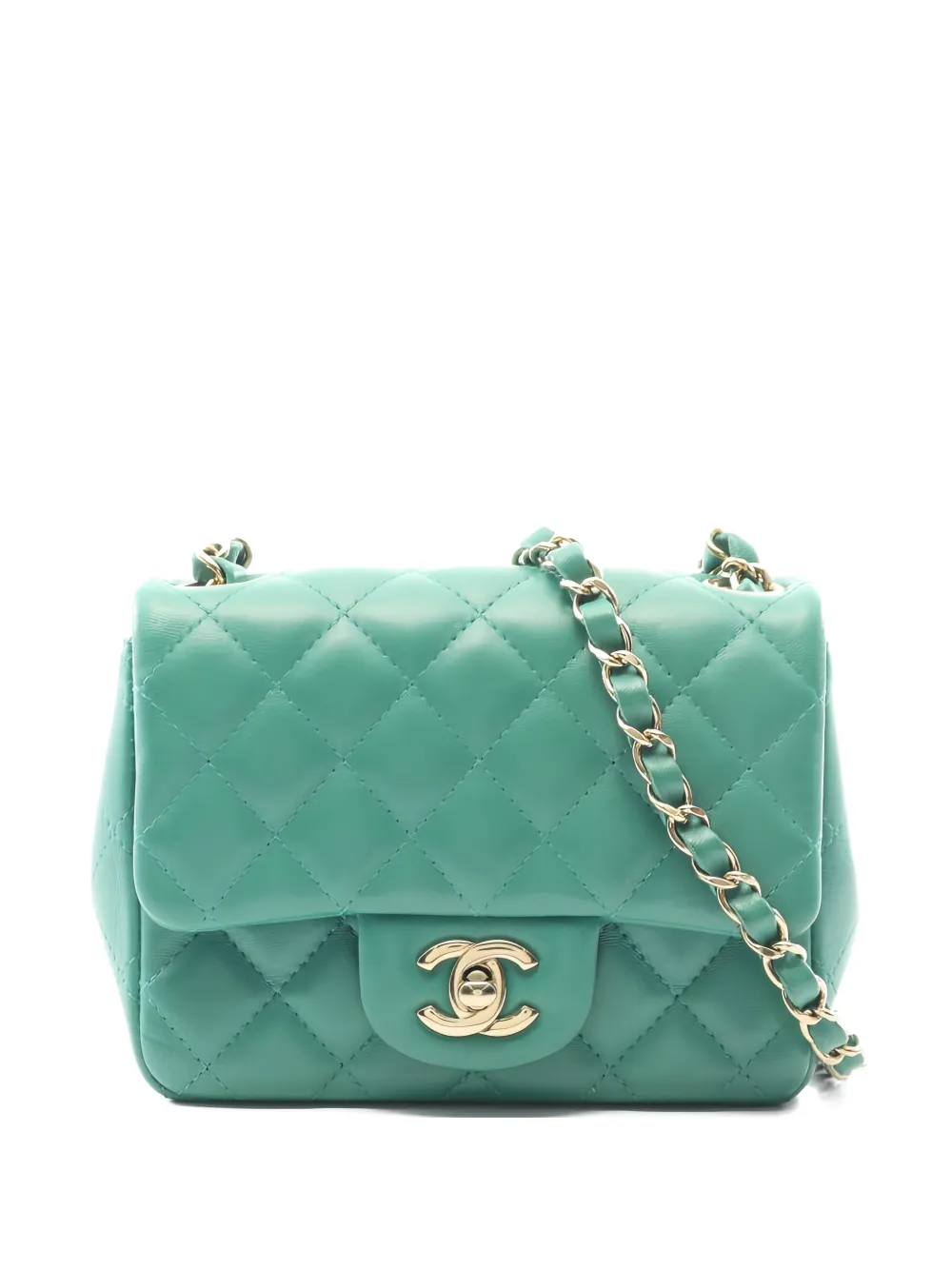 CHANEL Pre-Owned 2021 mini Classic Flap quilted chain shoulder bag - Verde