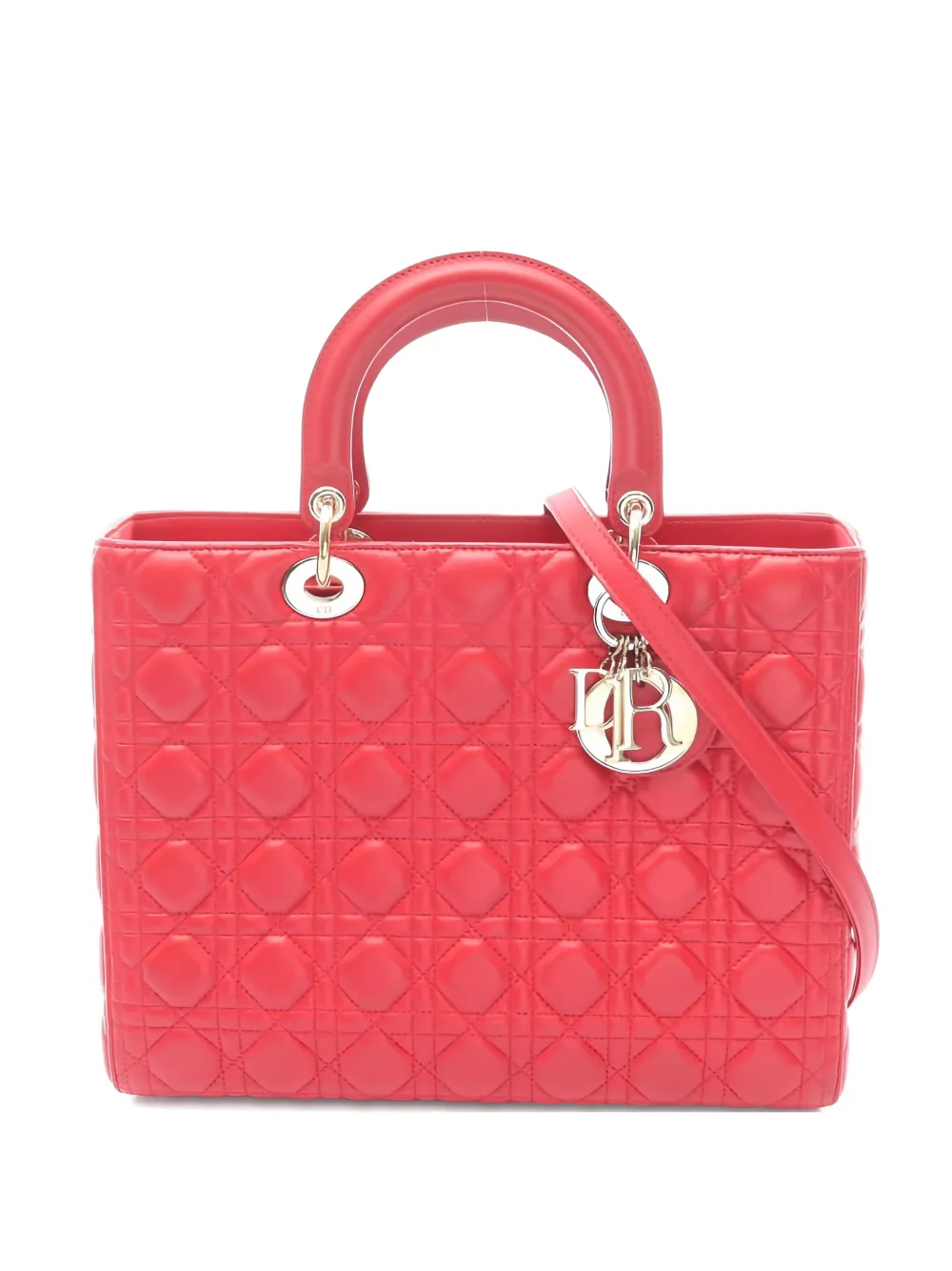 Christian Dior Pre-Owned 2010s Lady Dior canage-pattern tote bag - Rosso