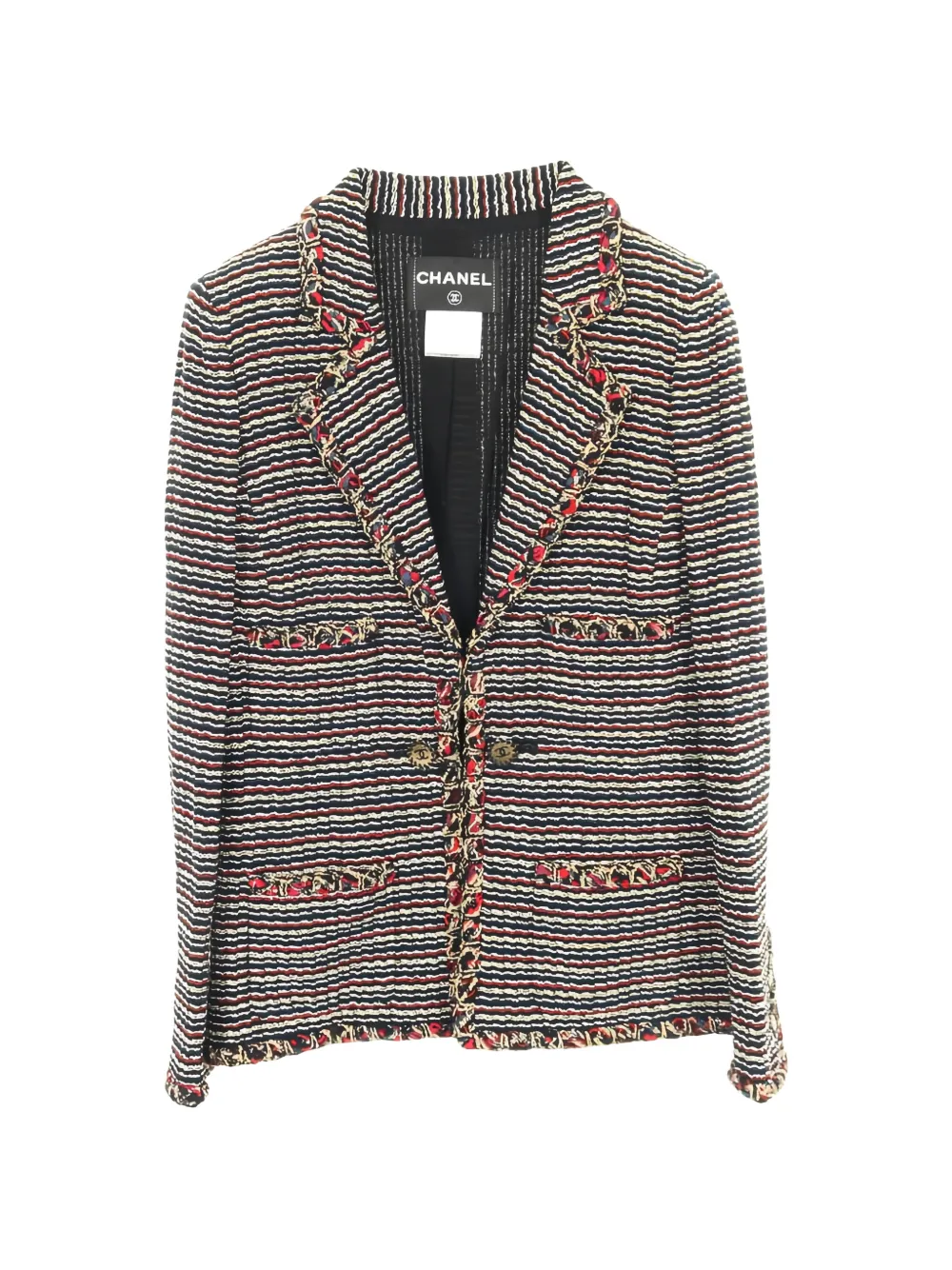 CHANEL Pre-Owned 1986-1988 stripes button jacket - Nero