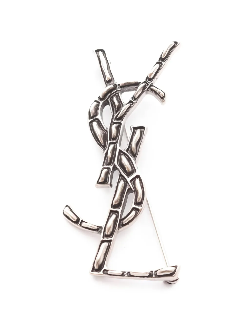 Saint Laurent Pre-Owned 10s embossed brooch - Argento