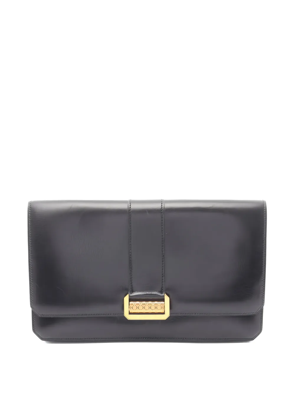 Pre-owned Hermes 1980 Leather Clutch Bag In Black