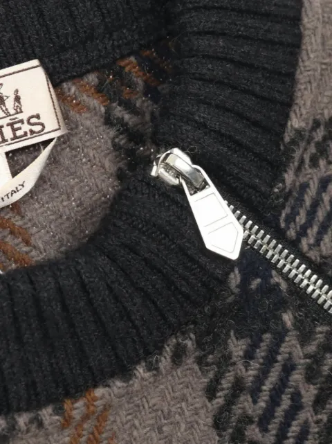 Hermès Pre-Owned 格纹拉链领毛衣（2010年代典藏款）