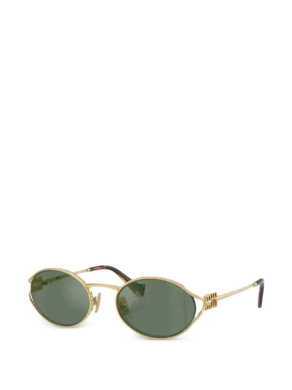 Miu Miu ラウンドサングラス ゴールド Miu Miu Eyewear ラウンドフレーム サングラス | ゴールドトーン