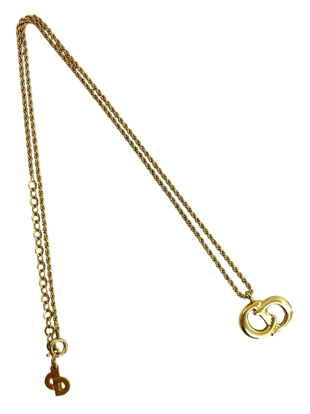 Christian Dior Pre-Owned 1990-2010 Gold Plated CD Logo Pendant Necklace costume necklace - Oro